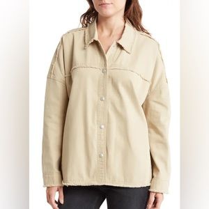 NWT BLANKNYC Frayed Edge Shacket Womens Large Khaki Anthropologie Jacket Button